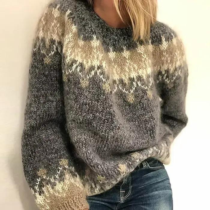 Chandails de noël 2025 nouveau hiver femmes pull en tricot Mohair Jacquard imprimé tricots chaud épais pulls Femme pull haut 3XL