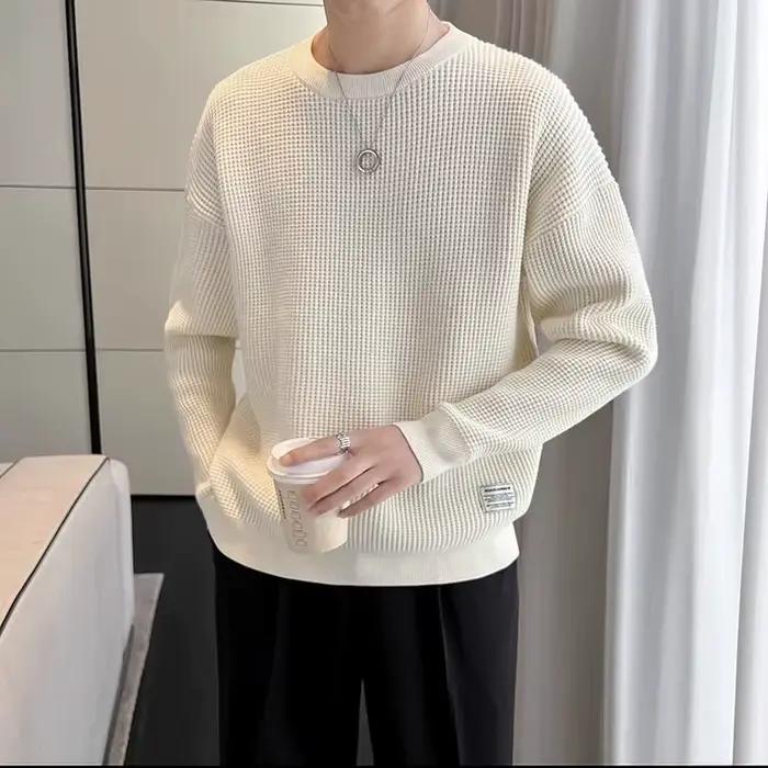 Pull vert gaufré pour hommes