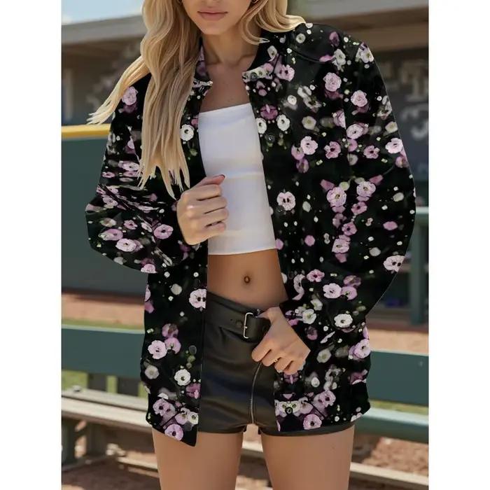 Veste de baseball pour femme à imprimé floral