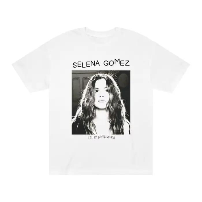 T-shirt en coton à manches courtes avec impression de portrait de Selena Gomez