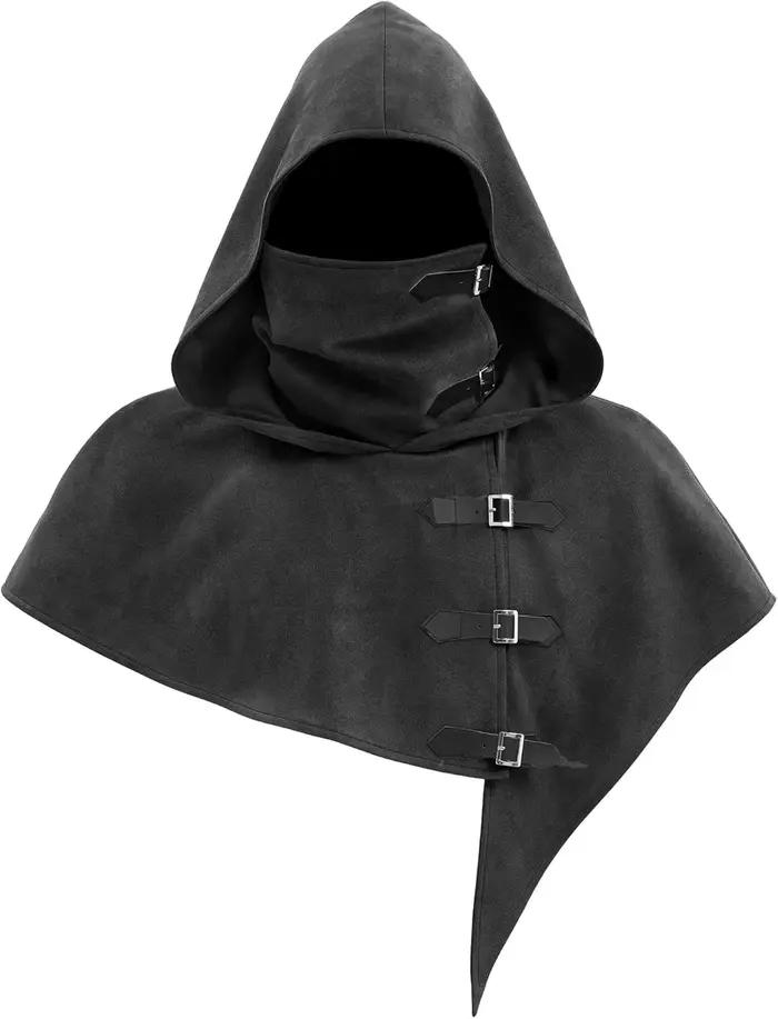 Costume de Moine Mortel Unisexe Adulte Couleur Unie pour Halloween, Robe de Moine, Cape de Sorcier, Cape Médiévale à Capuche, Déguisement de Scène pour Fête Cosplay