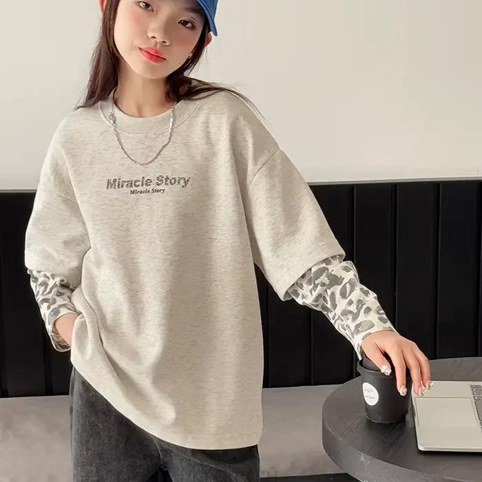 Sweat-shirt à manches léopard pour enfants