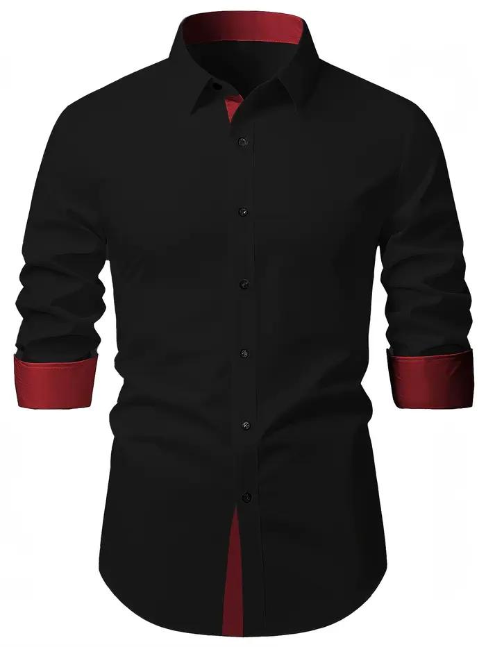 Chemise pour hommes flambant neuf couleur unie à manches longues intelligente décontracté noir élastique hommes chemises d'affaires