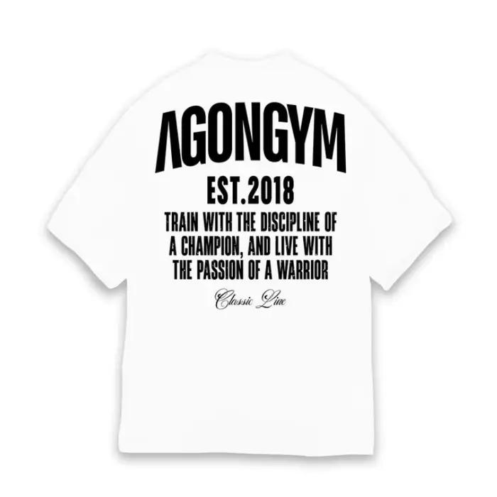 AGONGYM nouvelle tendance de la mode hommes T-shirt sport coton manches courtes chemises amples musculation Fitness