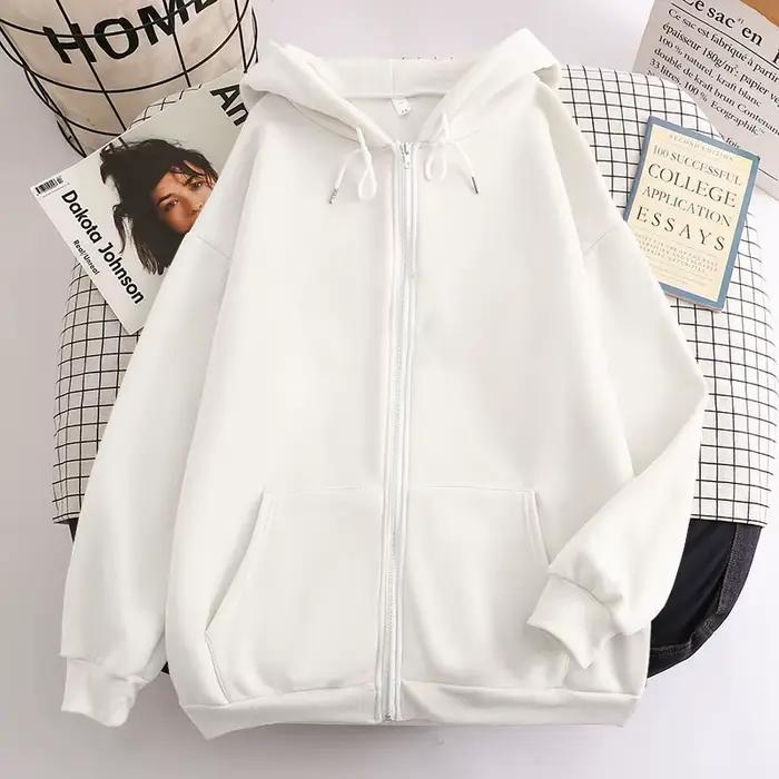 Sweat à capuche noir zippé unisexe décontracté Style de rue