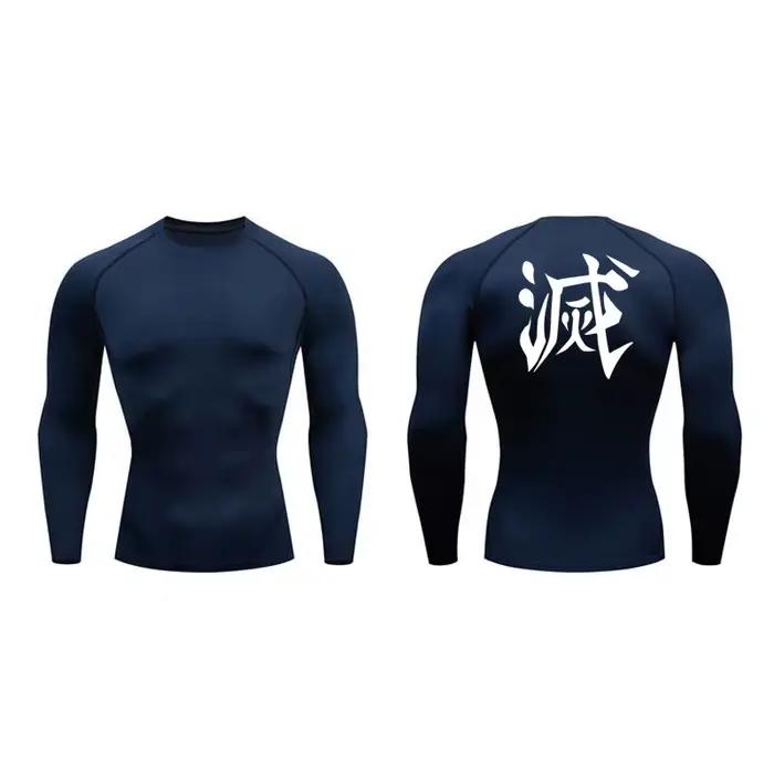 Demon Slayer Print Compression Shirts for Men, Gym Workout, Fitness Undershirts, Short Sleeve, Quick Dry 202 letic Tees T-Shirt, Y-