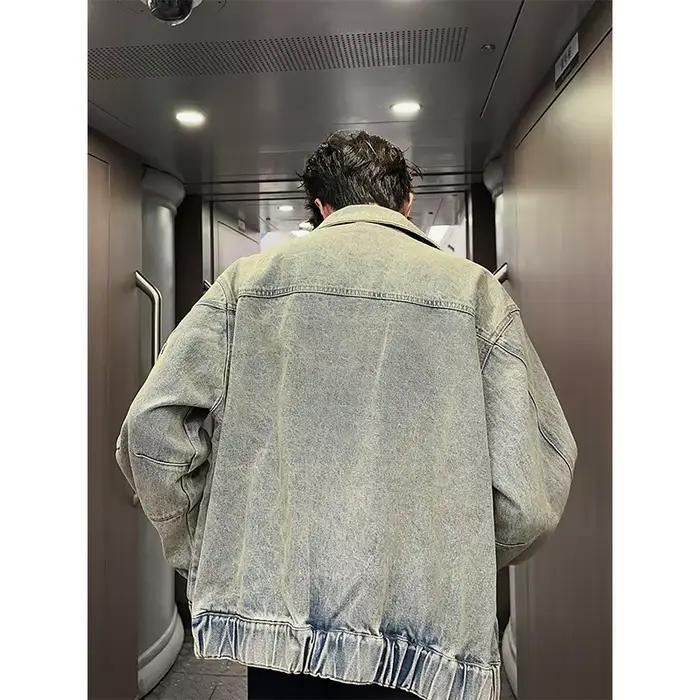 Nouvelle veste en jean délavé style vintage pour homme