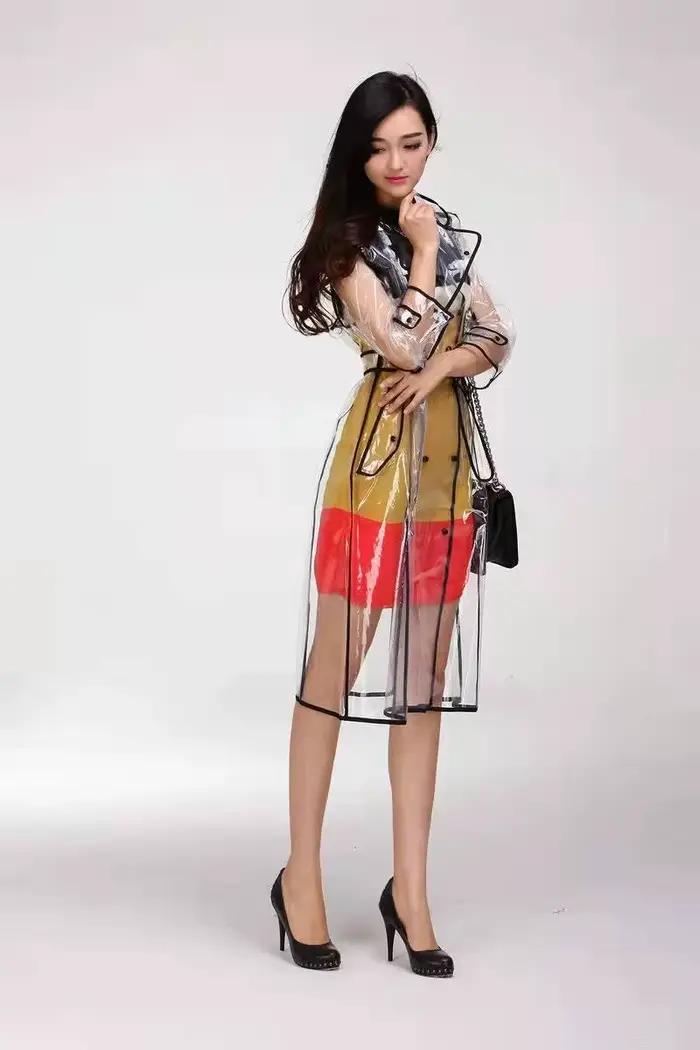 Manteaux de pluie imperméables en plastique Transparent pour femmes et hommes, longs, à la mode, vestes à capuche avec ceinture