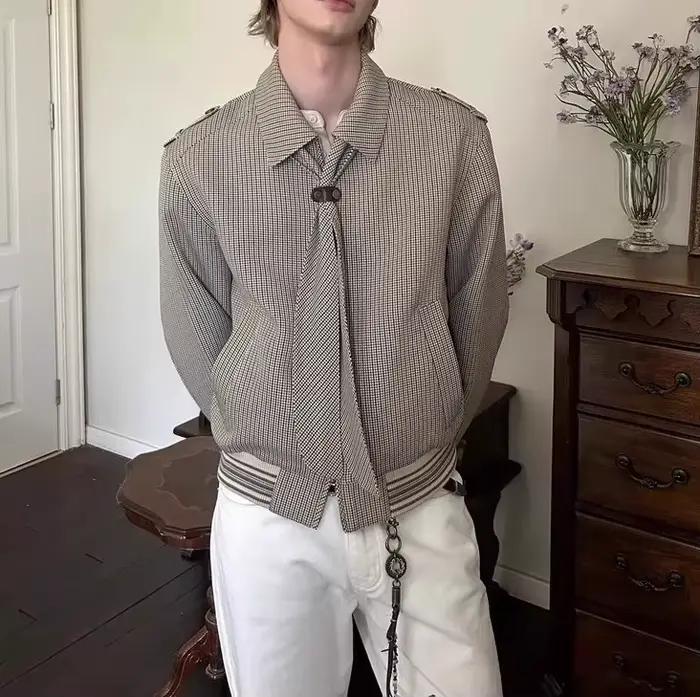Veste à carreaux Thousand Bird style Old Money pour homme