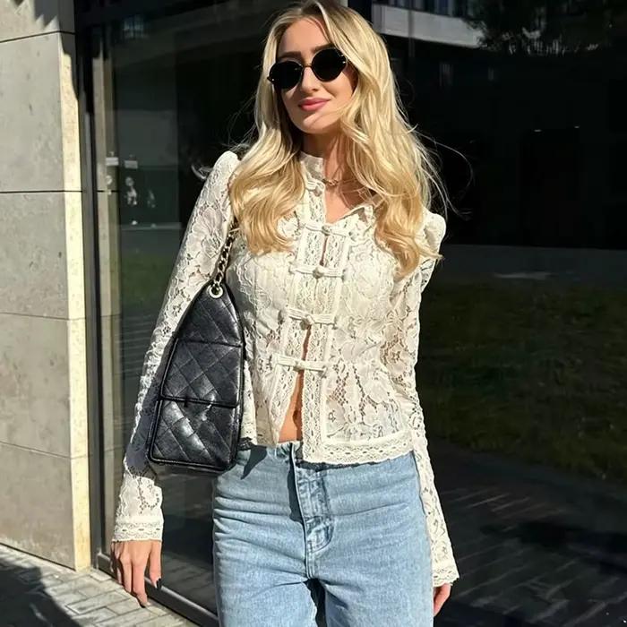 Chemisier Vintage en Dentelle pour Femme