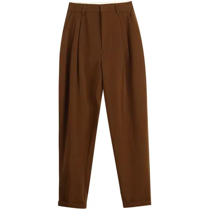 OLrain Pantalon crayon vintage pour femme 2026 Nouvelle collection Tenue de bureau et de trajet Quotidien Taille haute Longueur cheville Vêtement féminin O22QK63160