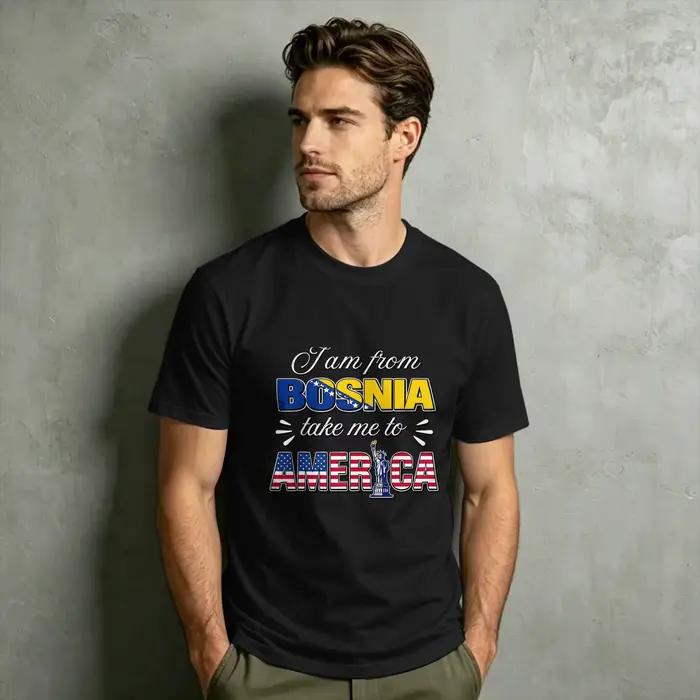 T-shirt vintage d'été « I Am From Bosnia Please Take Me To America »