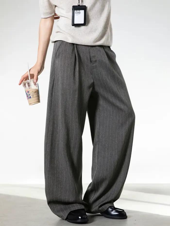 Pantalon drapé à rayures rétro pour hommes