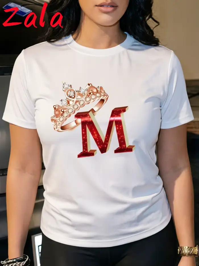 T-shirt décontracté à col rond pour femme