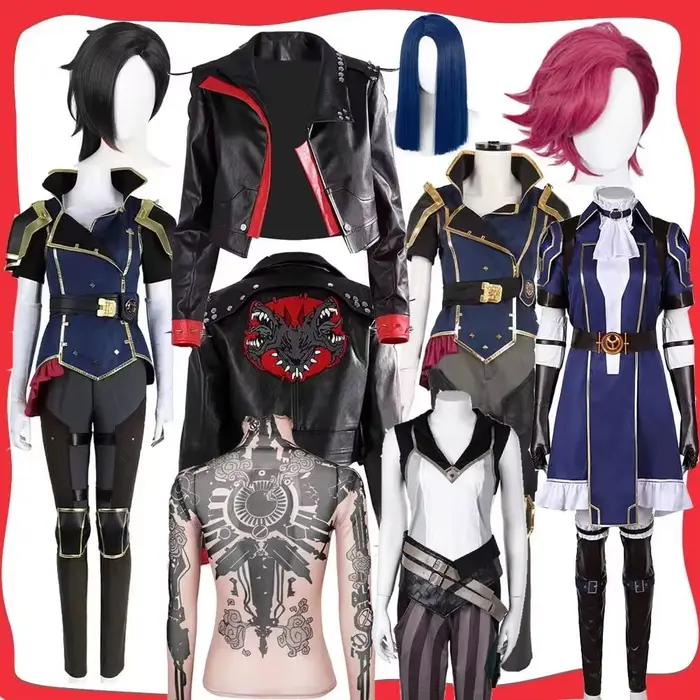 Arcane 2 jeu LOL Vi Cosplay femmes noir PU cuir manteau Costume femme veste déguisement manteaux de finition fête