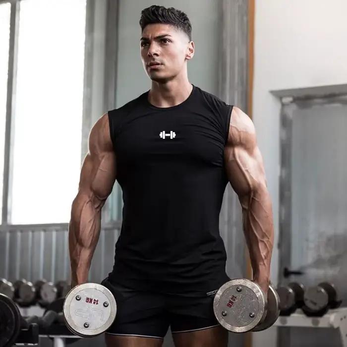 Hommes coton entraînement sans manches course Sport gilets chemises d'été gymnase musculation débardeurs Fitness Muscle respirant vêtements