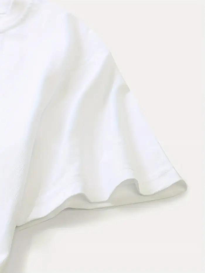 T-shirt à Manches Courtes et Col Ras du Cou pour Femme