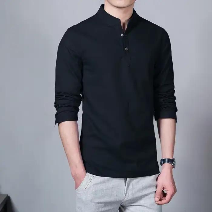 T-shirt en lin à manches longues pour hommes