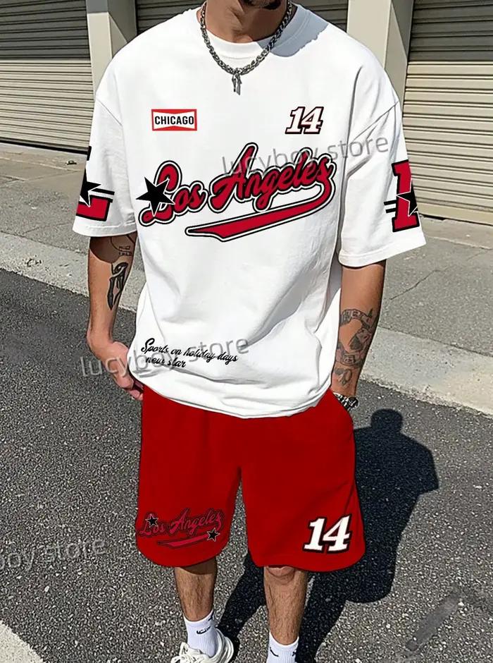 LOSANGELES NO.14 hommes survêtement Sport T-shirt + shortSuit Malehigh luxe