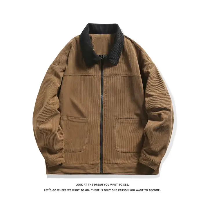 Vestes de travail streetwear pour hommes, style tendance avec grandes poches, veste en velours côtelé, fermeture éclair intégrale, veste d'automne, vêtements d'extérieur, 3 couleurs, M-5XL