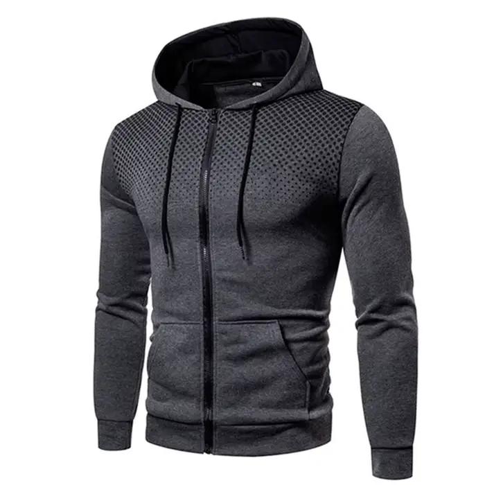 Sweat à capuche zippé pour hommes poche à pois imprimé