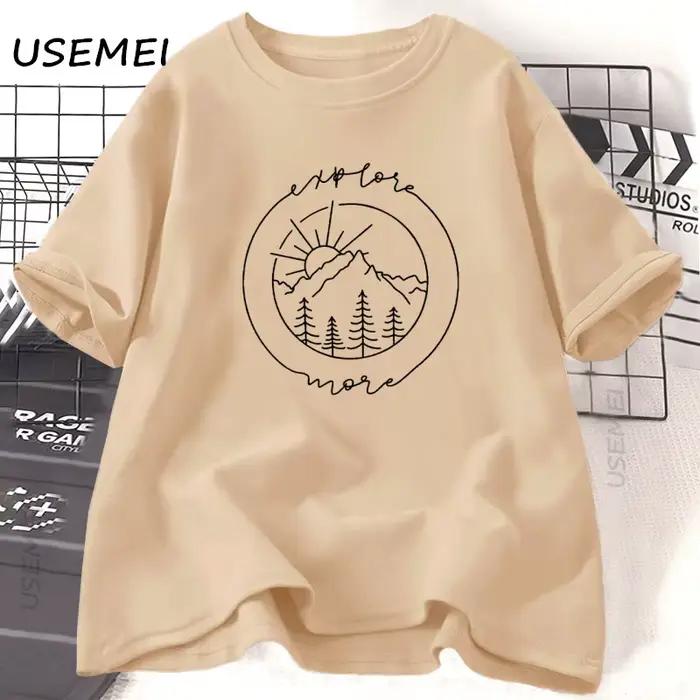 Explorez plus T-Shirt pour femmes décontracté Camping à manches courtes