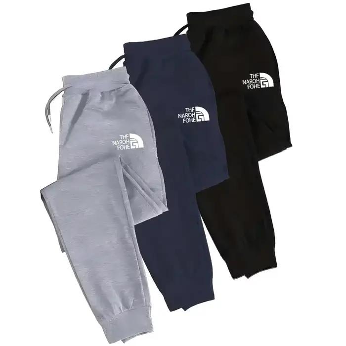 Joggers décontractés pour hommes avec cordon de serrage élastique à la taille et aux chevilles à revers – Tricot 100%