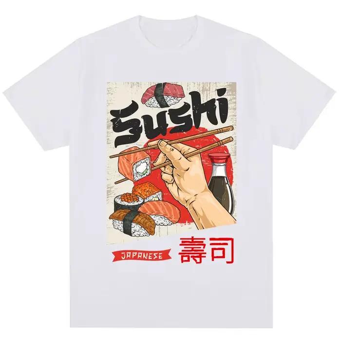 T-shirt graphique sushi japonais mode Harajuku coton surdimensionné style été streetwear homme femme occasionnels quotidiens