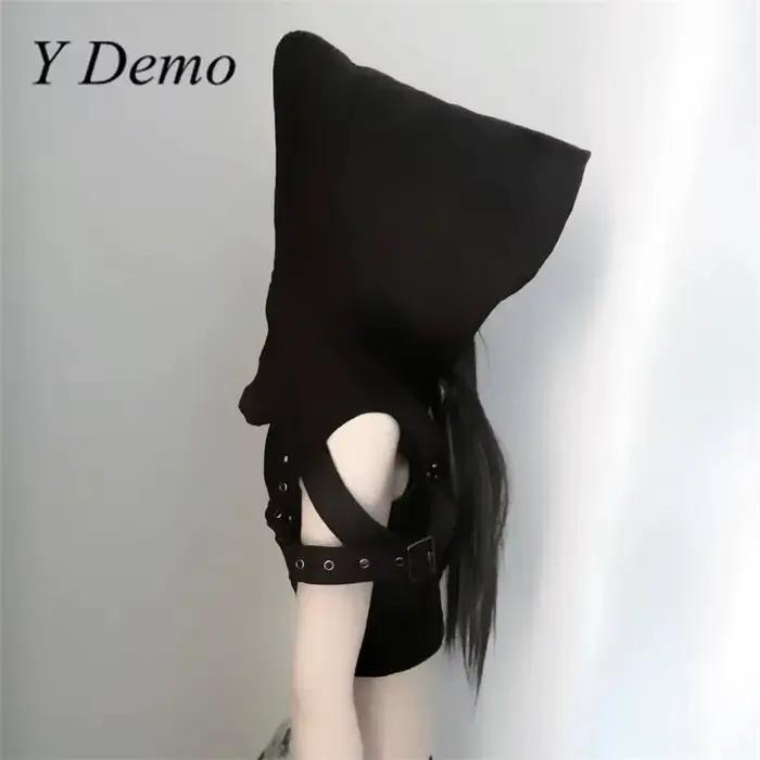 Y Demo Techwear-Sweat à capuche Ninja pour femme, RifibrSALE punk, bretelles zippées, costume de scène, cosplay, fête