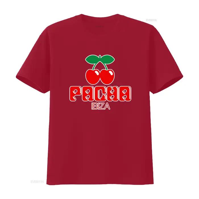 T-shirt Pacha Ibiza Logo Cherry Print homme et femme style décontracté et vintage polyester élasthanne pour running et loisirs toute l'année