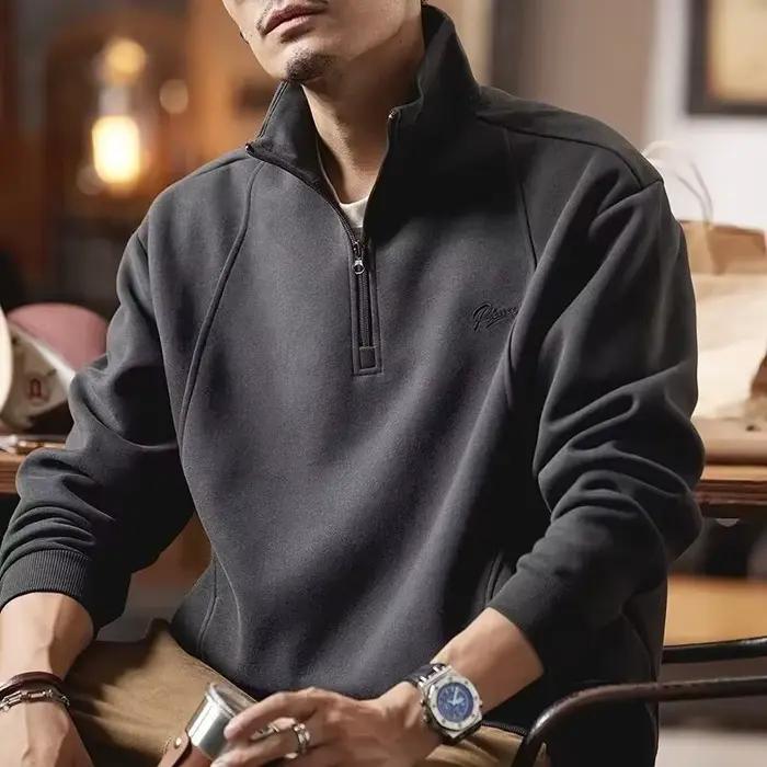 Pulls à Capuche Homme Printemps 2026 Nouveaux Modèles Demi-Zip Polo Imprimés Lettres Oversize Patchwork Y2K Vintage Streetwear