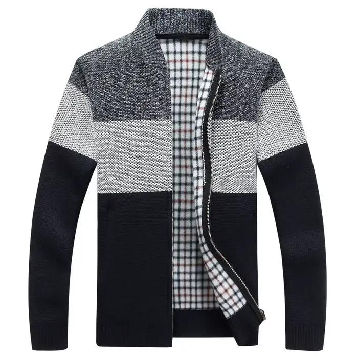 Cardigan en tricot doublé polaire pour homme