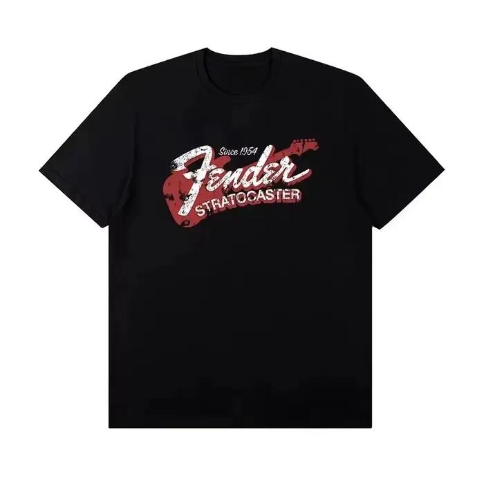T-shirt Fender EST 1946 Logo Vintage Coton Unisexes Pour Fans Musique Rock Occasions Quotidiennes