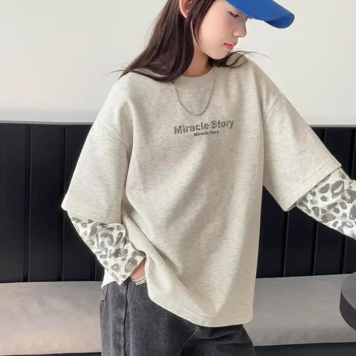 Sweat-shirt à manches léopard pour enfants