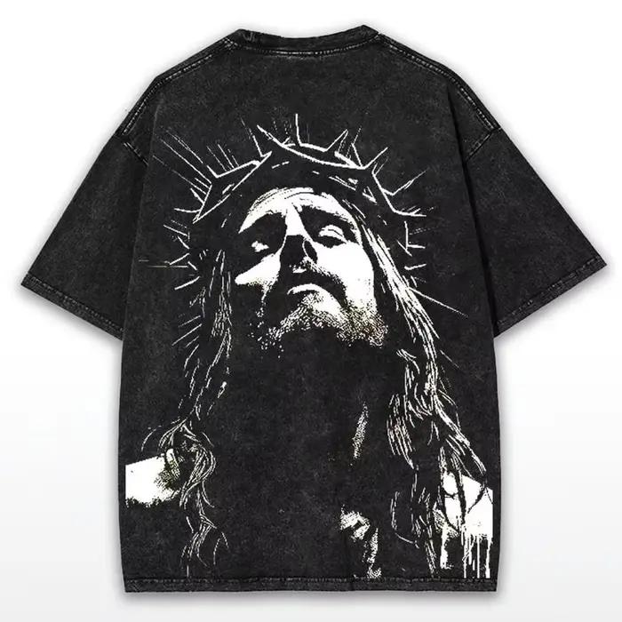 T-shirt surdimensionné couronne d'épines: imprimé Grunge jésus-Faithcore Streetwear