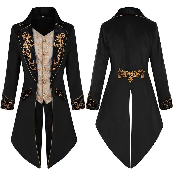 Veste de costume homme vintage en velours violet style steampunk gothique victorien, frak médiéval, costume de la Renaissance, uniforme homme