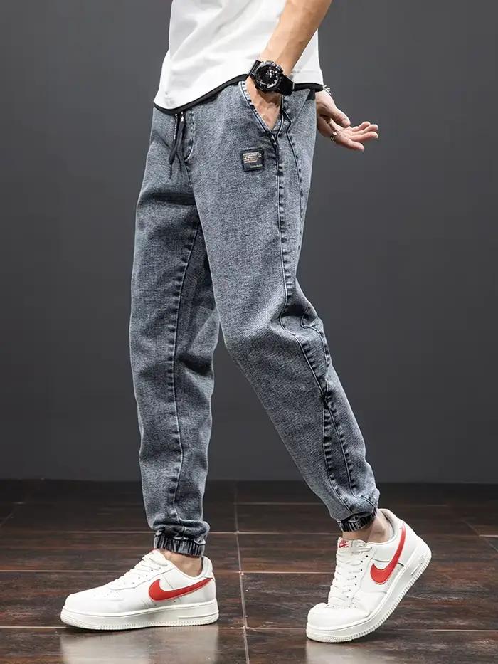 Printemps été noir bleu Cargo Jean hommes Streetwear Denim survêtement pantalon