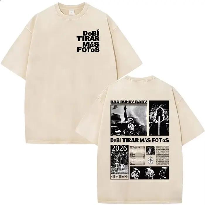 T-shirts vintage délavés Bad Bunny Debi Tirar Mas Fotos DTMF – Vêtements pour hommes