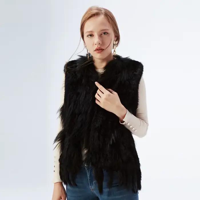 Gilet en vraie fourrure de lapin pour femme