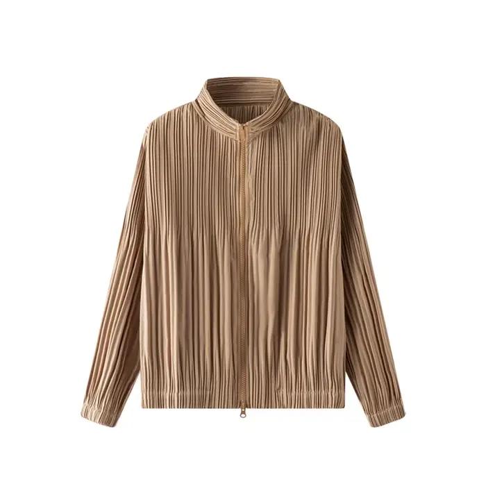 Miyayaki Style Niche Design veste plissée haut pour les femmes printemps et automne nouveau