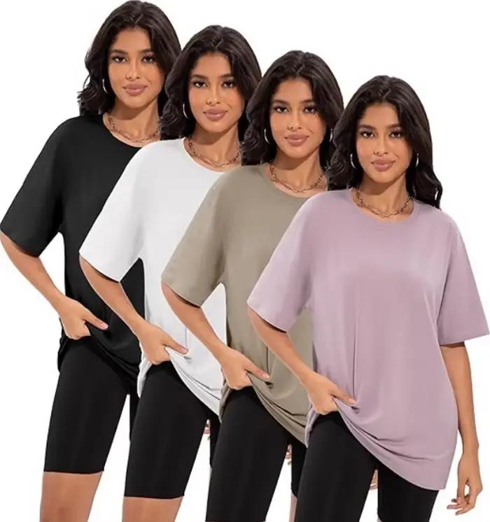 Femmes t-shirts coton toute fille unisexe surdimensionné épaissir pur 100%