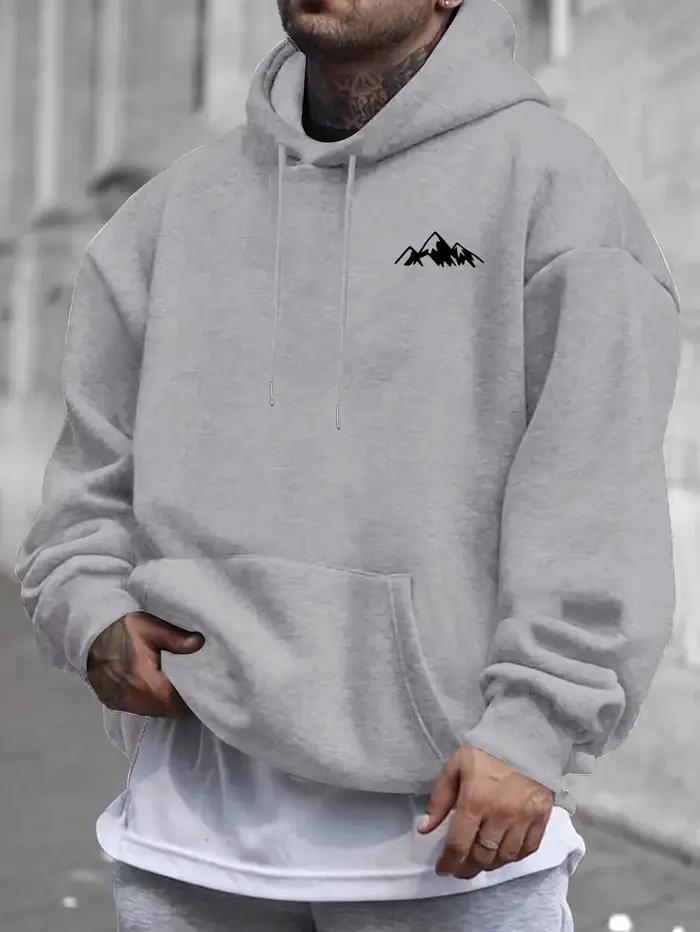 Sweat à capuche rose décontracté pour hommes avec doublure polaire graphique élégant à manches longues coupe régulière