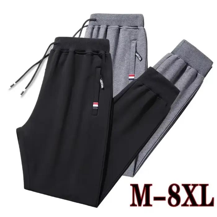 Pantalon de survêtement pour hommes, grande taille 5xl, vêtements de sport, taille élastique, décontracté, en coton, extensible, jogging noir, 8XL