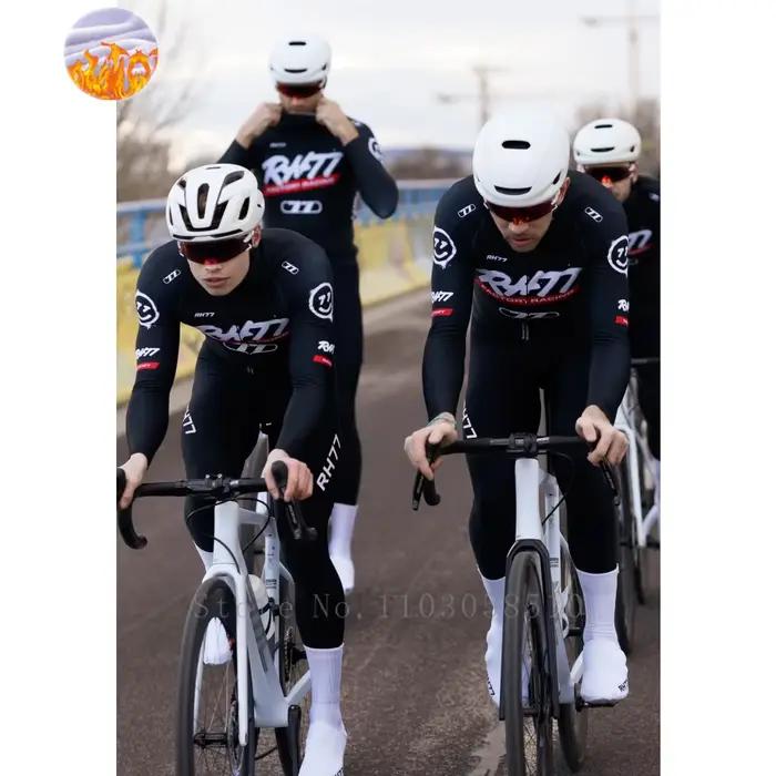 RH77 vélo thermique polaire vélo maillot hiver chaud cyclisme maillots route course coupe Aero Jersey hommes vêtements italiens à manches longues