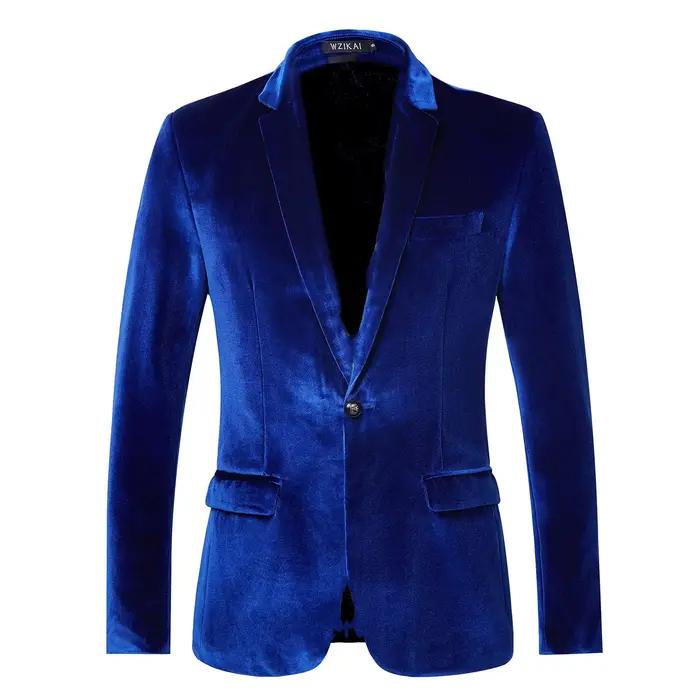 Veste de costume décontractée en velours pour homme, style printemps-automne, coupe ajustée, jeune et tendance, vêtements occidentaux élégants, tenue formelle