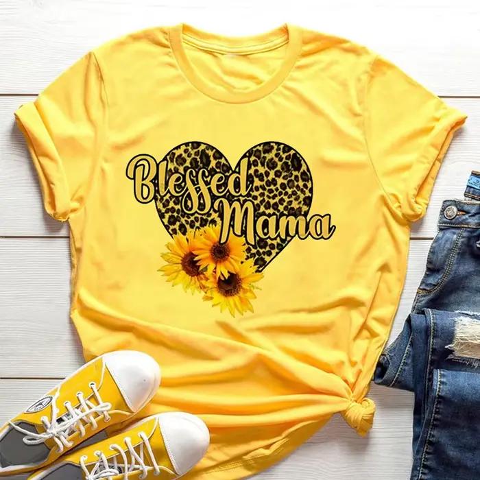 T-shirt jaune pour femmes, motif abeille et tournesol, chemise à manches courtes, mode streetwear d'été Y2K, style décontracté, polyester, printemps été, occasion spéciale