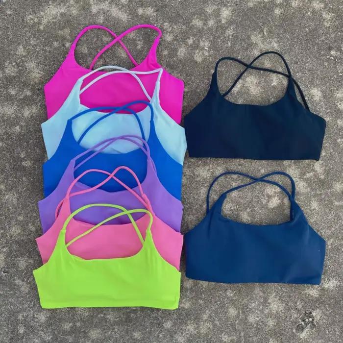 Soutien-gorge de Fitness pour femmes, couleur unie, serré, entraînement complet, dos croisé, sous-vê