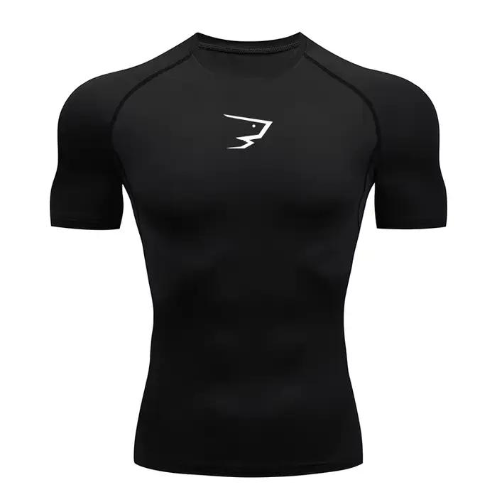 T-shirt de compression à manches courtes pour homme, idéal pour la course, la gym et le fitness – Ha