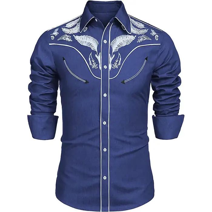 Chemise à manches longues imprimée de style occidental, motif de fleurs, vêtements de rue à boutons,