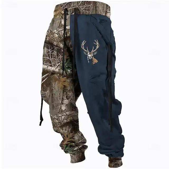 Pantalon de sport camouflage pour homme avec cordon de serrage et taille élastique pour un style rét